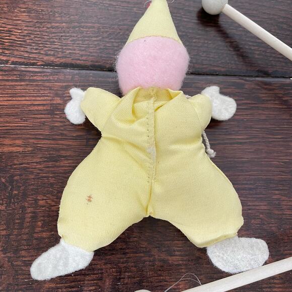 Vintage Eden Musical Crib Mobile Clowns 1970s 80s Wind Up Cloth Baby Nursery - Picture 6 of 16